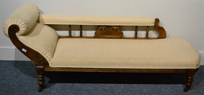 Lot 1342 - A late Victorian stained beech framed chaise longue