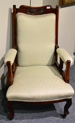 Lot 1351 - A pair of late 19th century armchairs, re-covered in green fabric