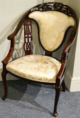 Lot 1353 - A pair of late Victorian armchairs, later re-covered in cream fabric