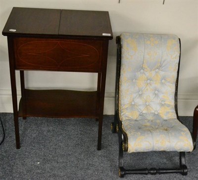 Lot 1354 - A mahogany work table and an ebonised nursing chair