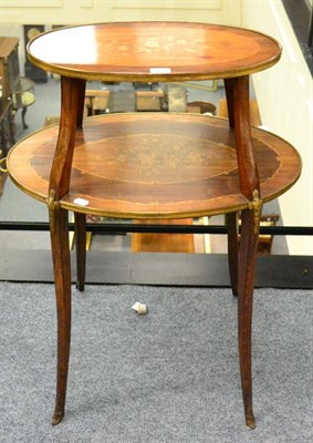 Lot 1379 - An early 20th century rosewood and marquetry brass bound inlaid etagere