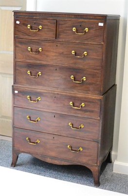 Lot 1405 - A George III mahogany straight fronted chest on chest