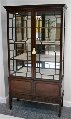 Lot 1407 - #An Edwardian mahogany display cabinet, with Greek Key dentil cornice