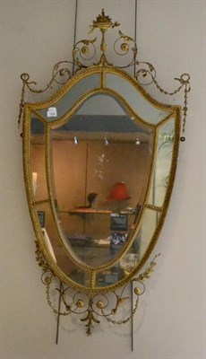 Lot 1430 - A 19th century ornate shield shaped wall mirror