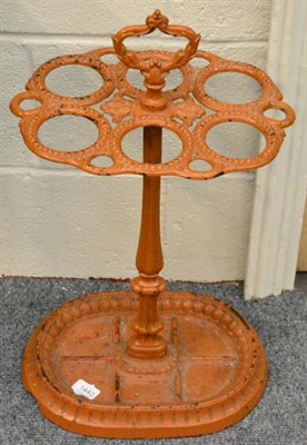 Lot 1440 - A cast iron and orange painted Coalbrookdale stick stand and a late 19th century black and...