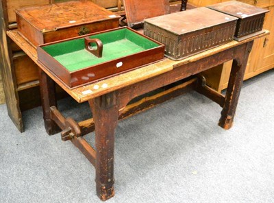 Lot 1460 - A Victorian oak and pitch pine table