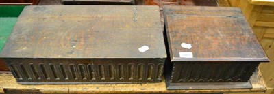 Lot 1461 - Two carved wood boxes with hinged lids above fluted friezes