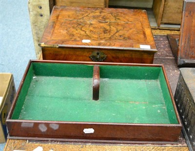 Lot 1463 - An 18th century figured walnut and feather banded hinged box and a mahogany cutlery tray