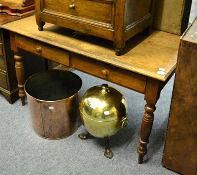 Lot 1470 - A late 19th century oak two drawer table