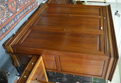 Lot 1482 - #A reproduction cherrywood triple door wardrobe, matching straight fronted chest, dressing...