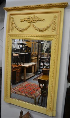 Lot 1483 - A reproduction gilt framed wall mirror together with a painted chimney glass