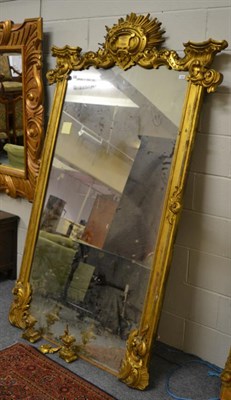 Lot 1494 - Mid 19th century carved giltwood and gesso over mantel mirror, the rectangular plate between fluted