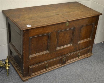 Lot 1535 - An 18th century oak mule chest