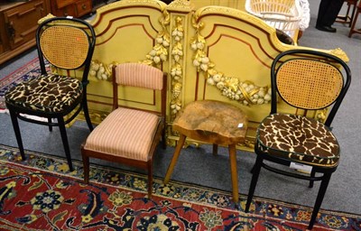 Lot 1542 - Two Thonet bentwood chairs, small dining chair and a 19th Century elm moulded stool