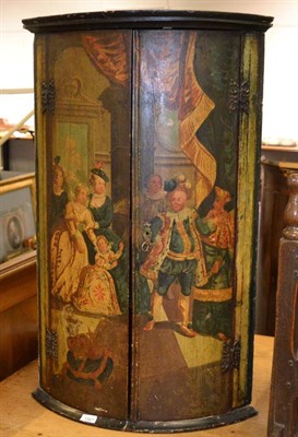 Lot 1567 - An 18th century green painted bow front hanging corner cupboard