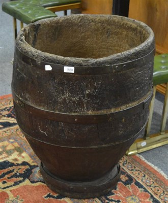 Lot 1568 - Elm brass bound barrel, 58cm diameter