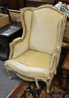 Lot 1572 - A French painted armchair (in need of recovering)