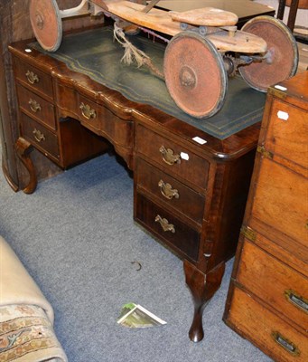 Lot 1578 - Mahogany leather inset desk on cabriole legs