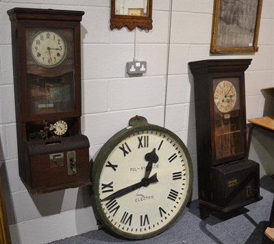 Lot 1594 - Two early 20th century wall mounted time recording machines, labelled International Time...