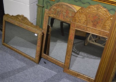 Lot 1597 - A suite of three embroidered mirrors, circa 1920