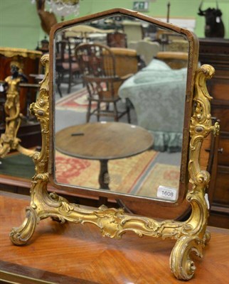 Lot 1608 - Rococo style toilet mirror with tooled leather