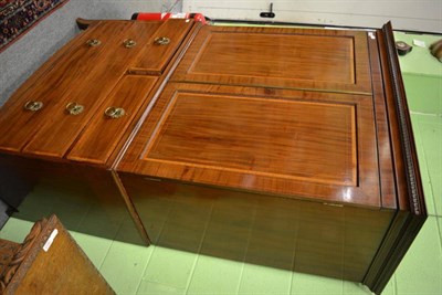 Lot 1615 - A George IV mahogany and satinwood banded press, the interior with hanging space and one drawer