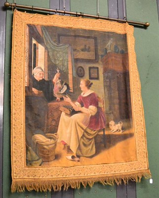 Lot 1630 - A 19th Century continental wall hanging depicting an interior scene