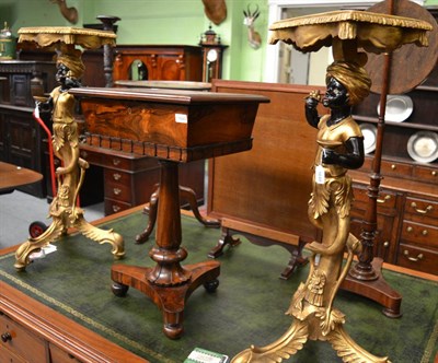 Lot 1648 - A pair of Blackamore and gilt decorated stands of recent date