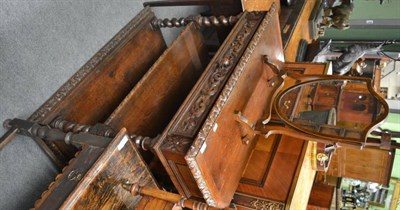 Lot 1653 - A 19th century Renaissance revival oak side table with frieze drawer above two open shelves