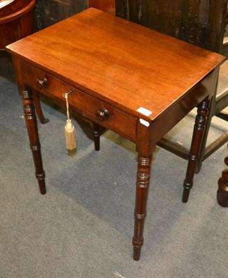 Lot 1668 - #A George IV mahogany side table, fitted with a single frieze drawer and raised on turned legs