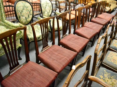 Lot 1698 - A set of nine (8+1) 18th century Provincial dining chairs with overstuffed seats