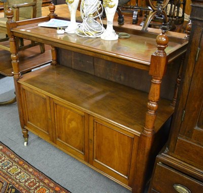 Lot 1724 - A mid Victorian mahogany two tier buffet, the rectangular top with three quarter gallery, the lower