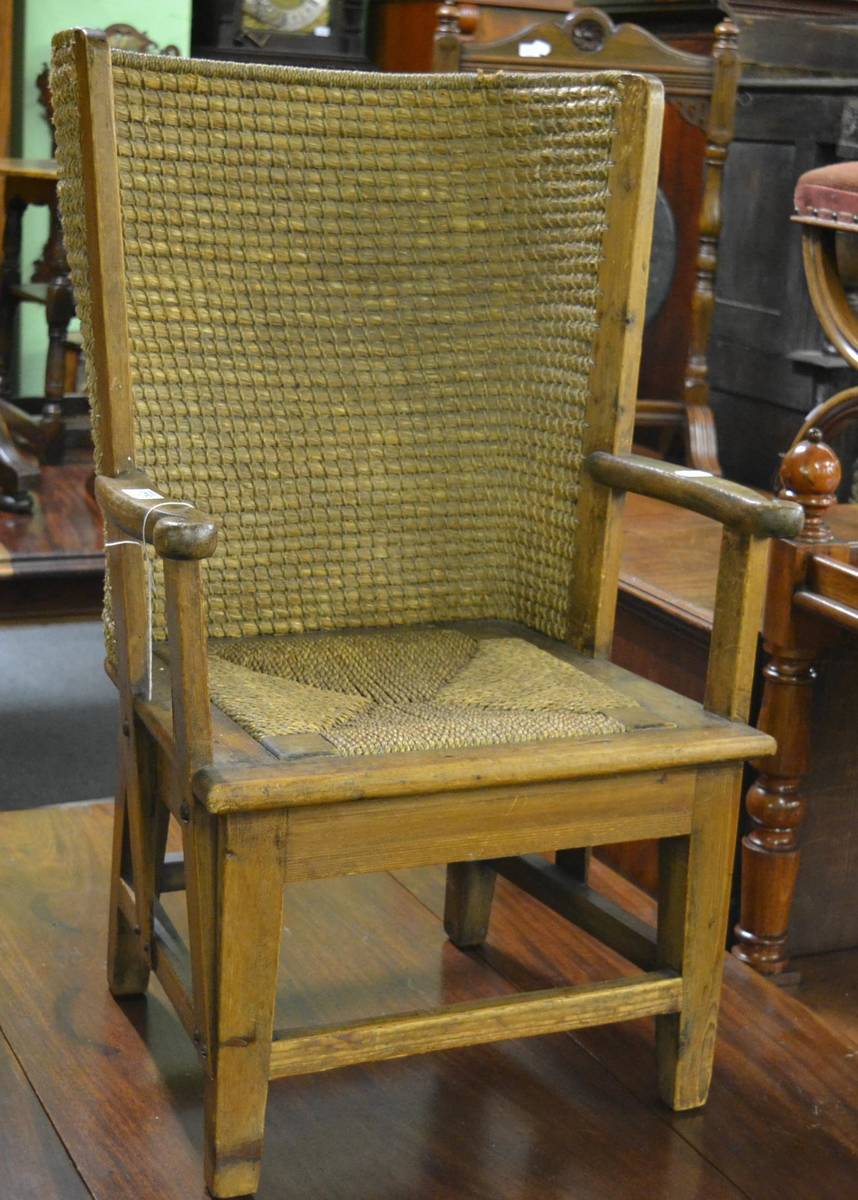 Lot 1726 - A child's Orkney chair, late 19th century makers label (Edinburgh)