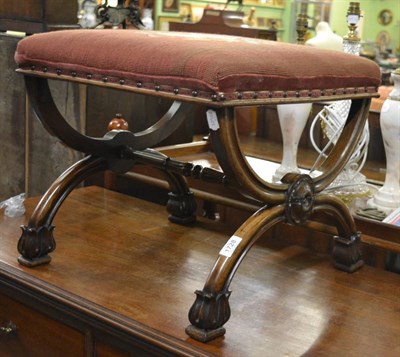 Lot 1728 - ^A William IV X-frame rosewood stool, circa 1835 (repairs)