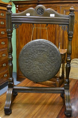 Lot 1740 - An Edwardian oak framed gong