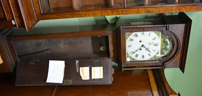 Lot 1754 - ^An oak eight day longcase clock, circa 1800, flat top pediment, 12-inch arched painted dial, shell