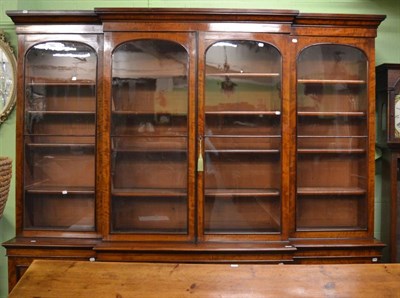 Lot 1755 - #A Victorian mahogany four door breakfront library bookcase, the upper section with four glazed...