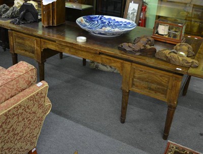 Lot 1774 - A 19th century walnut Continental desk with leather top, probably German, of large proportions with