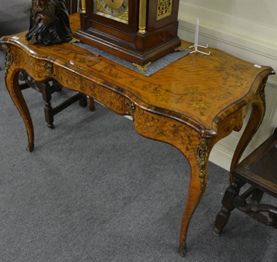 Lot 1776 - A mid Victorian satinwood and marquetry bureau plat in Louis XV style