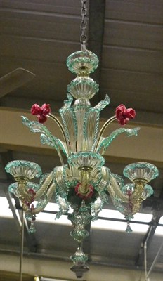 Lot 1786 - A Venetian coloured glass chandelier