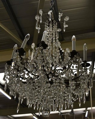 Lot 1787 - A ten branch chandelier with cut glass drops