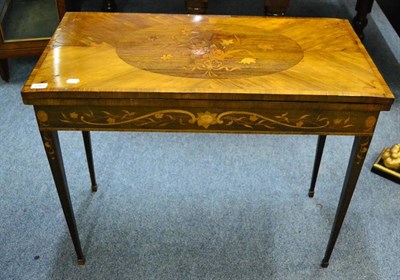 Lot 1797 - A Dutch rosewood and floral marquetry fold over card table, 92cm wide, 73cm high