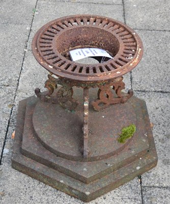 Lot 1804 - Two Victorian cast iron urn stands with stone bases