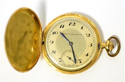 Lot 25 - An 18ct gold full hunter pocket watch, signed Greenwich chronometer, circa 1936, lever...