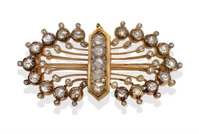 Lot 48 - A diamond brooch, probably Indian, in an Art Deco Style, set with rose cut diamonds, in collet...