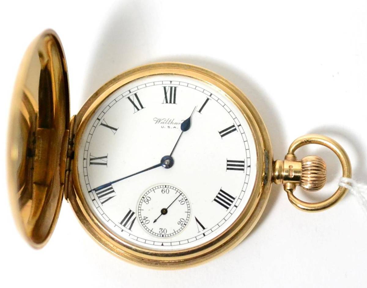 9ct gold waltham discount full hunter pocket watch