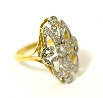 Lot 82 - A diamond plaque ring, set throughout with old cut and rose cut diamonds in a white millegrain...