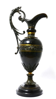 Lot 139 - A bronze ewer in Renaissance style, of baluster form with loop handle, 43cm high