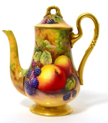 Lot 176 - A Royal Worcester coffee pot and cover, 1935 painted by Horace Price with a still life of...