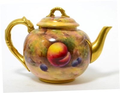 Lot 179 - A Royal Worcester porcelain teapot and cover, 1924, painted by Horace Price with a still life...